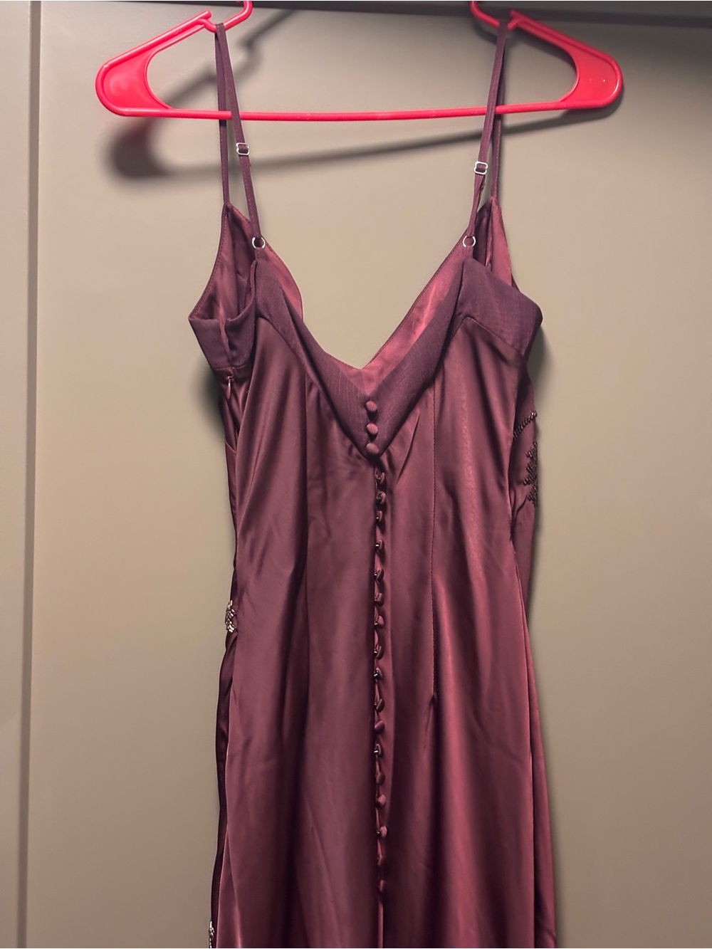 House of CB Anastelle plum hand beaded embellished satin Maxi Dress - Picture 6 of 8